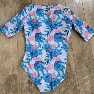 Womens Xxl Tropical Print Rash Guard Swimsuit, No Brand Tag